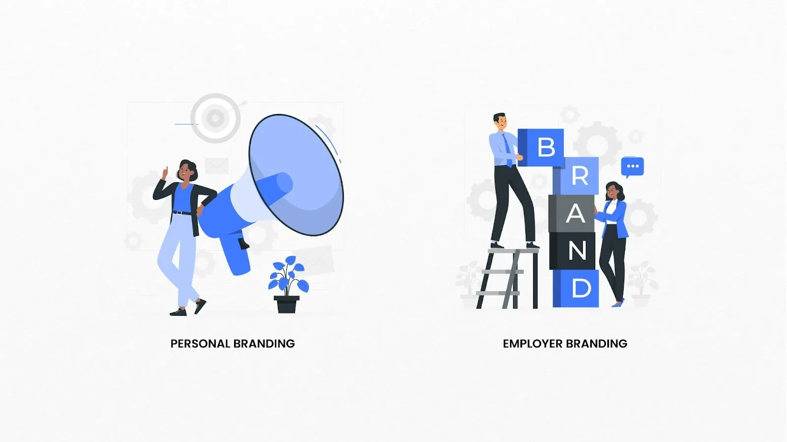 image representing difference between personal branding and employer branding
