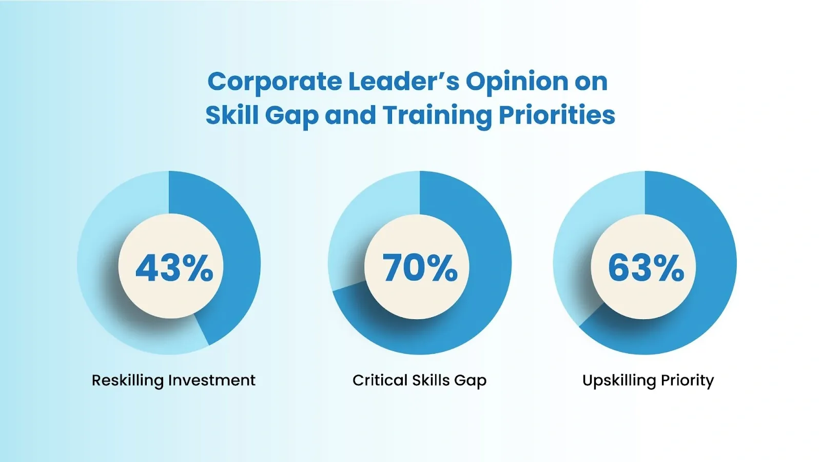 pie chart representing corporate leader’s opinion on Skill gap and training priorities